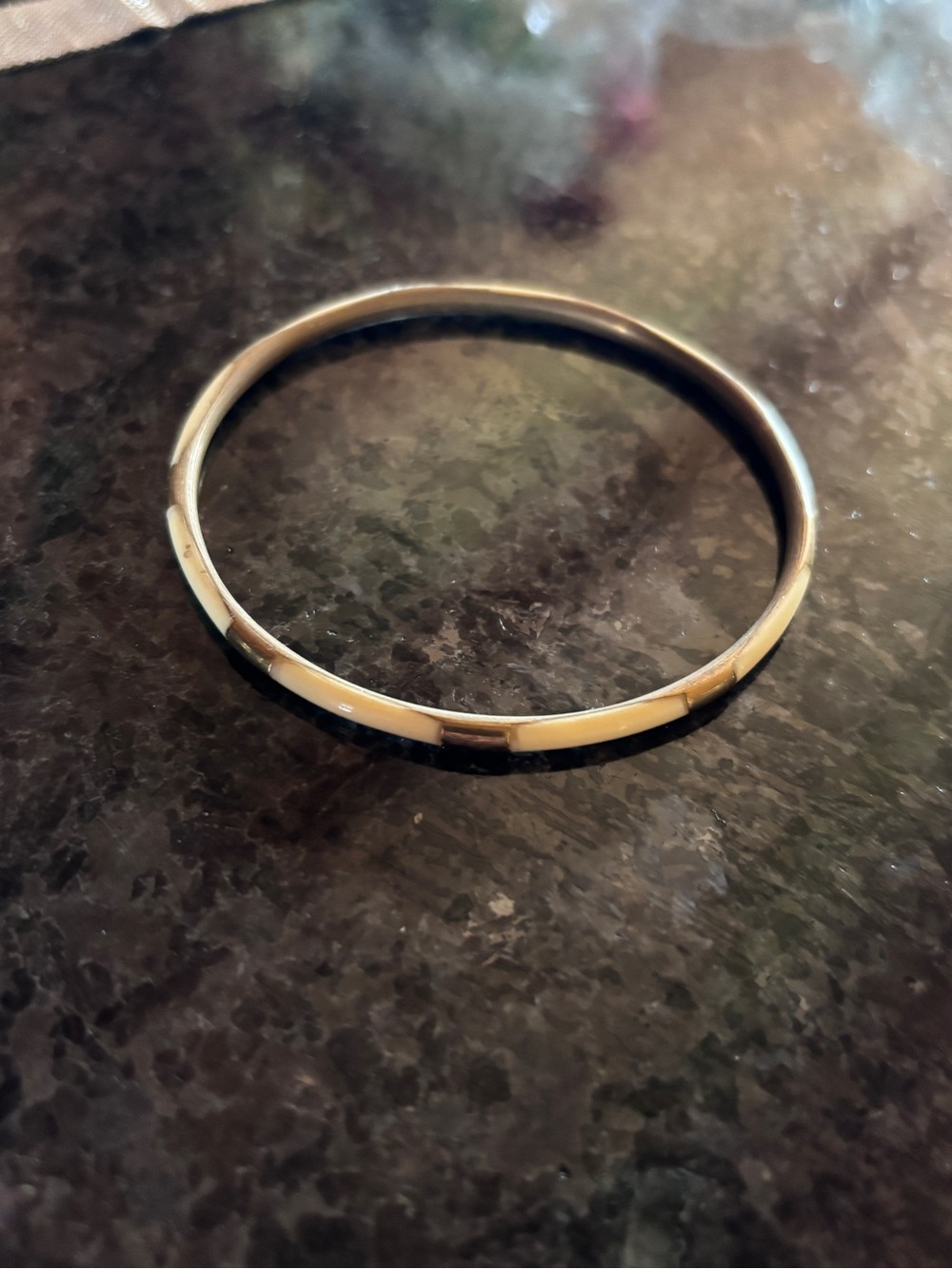 Cream and Gold Enamel Bangle Bracelet
